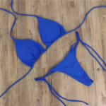 Conjunto de Bikini de color liso con cuello Halter para mujer - Imagen 5